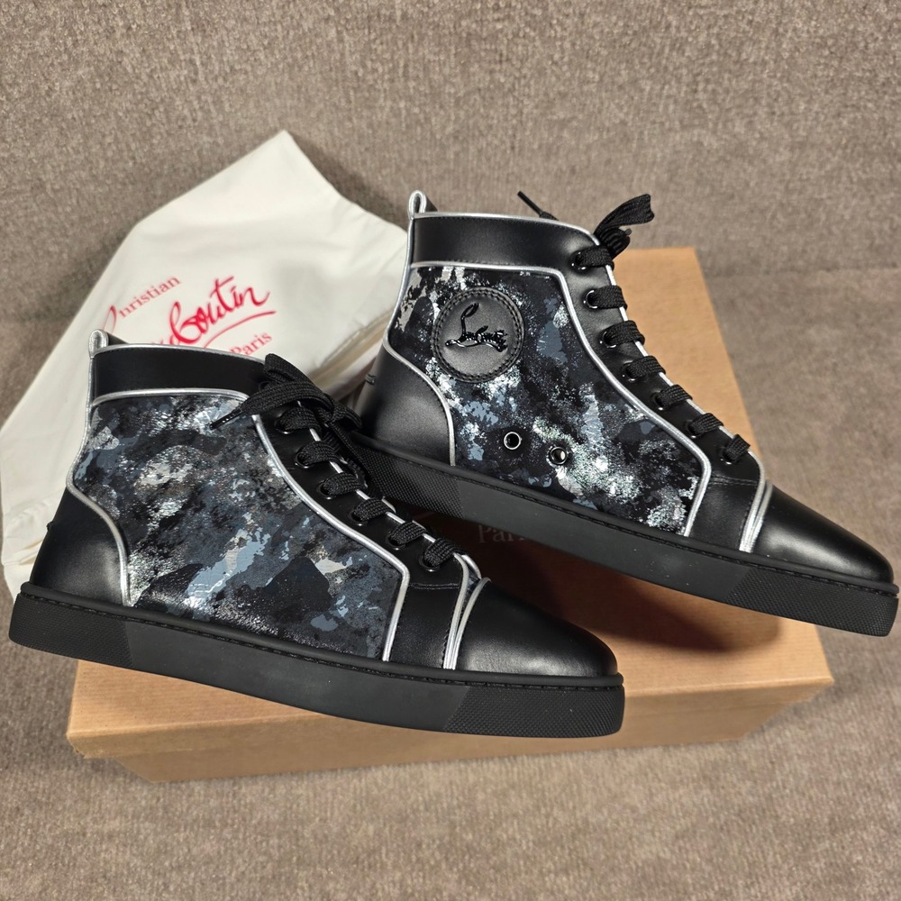 NEW Christian Louboutin Louis Orlato Flat Black Silver Gravity Sneakers 39 - Picture 4 of 11